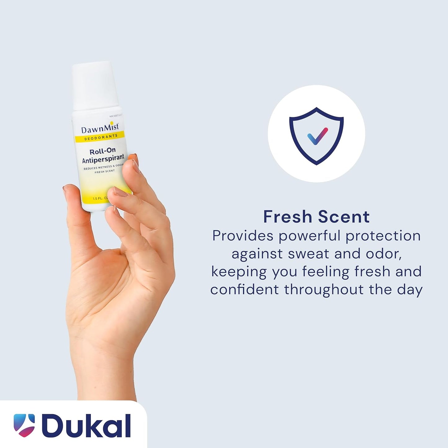 Dukal RD15 Dawn Mist Antiperspirant Deodorant, 1.5 oz, Roll-On, Fresh Scent, Travel Size, Pack of 96