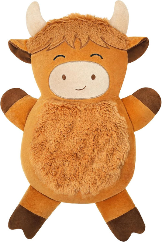 Microwave Heating Pad for Pain Relief, 16" x 11" Microwavable Heating Pads for Cramps, Back Pain, Neck Shoulder, Muscles, Knee, Joints, Natural Heat Pack Moist Heat, Squint Highland Cow