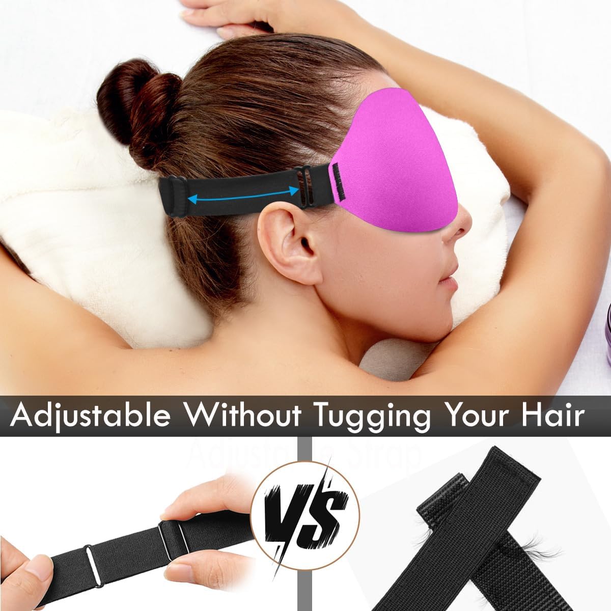 3D Sleep Mask for Side Sleepers – 100% Light Blocking Eye Mask for Sleeping, Zero Eye Pressure, Soft Breathable Memory Foam, Adjustable Strap for Travel, Men & Women (Pink)