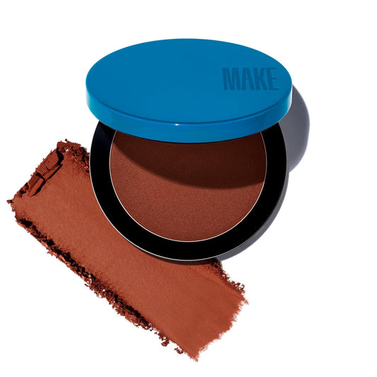 MAKE Beauty Skin Mimetic Microsuede Bronzer Powder - Matte Bronzing Powder Contour, Buildable Formula, Non Comedogenic, Long Lasting Color. Shade - Equinox for Medium to Deep Skin