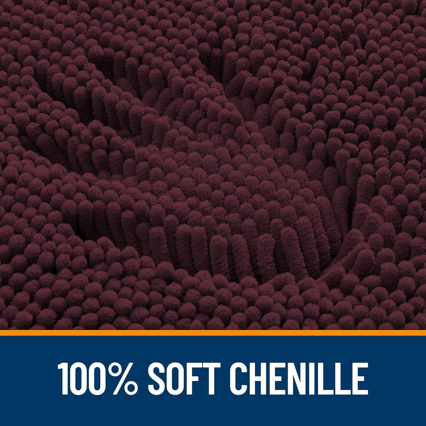 OLANLY Bathroom Rugs 44x24, Extra Soft Absorbent Chenille Bath Rugs, Rubber Backing Quick Dry, Machine Washable Bath Mats for Bathroom Floor, Tub and Shower, Home Decor Accessories, Black Cherry