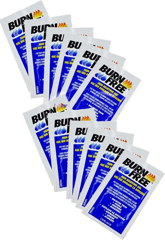 Burn Free Pain Relieving Gel Single Use Packet 12 Pack/Cools, Soothes, Moisturizes, Relieves Pain/for All Minor Burns Including Sunburn / 12 x 1/8 Ounce