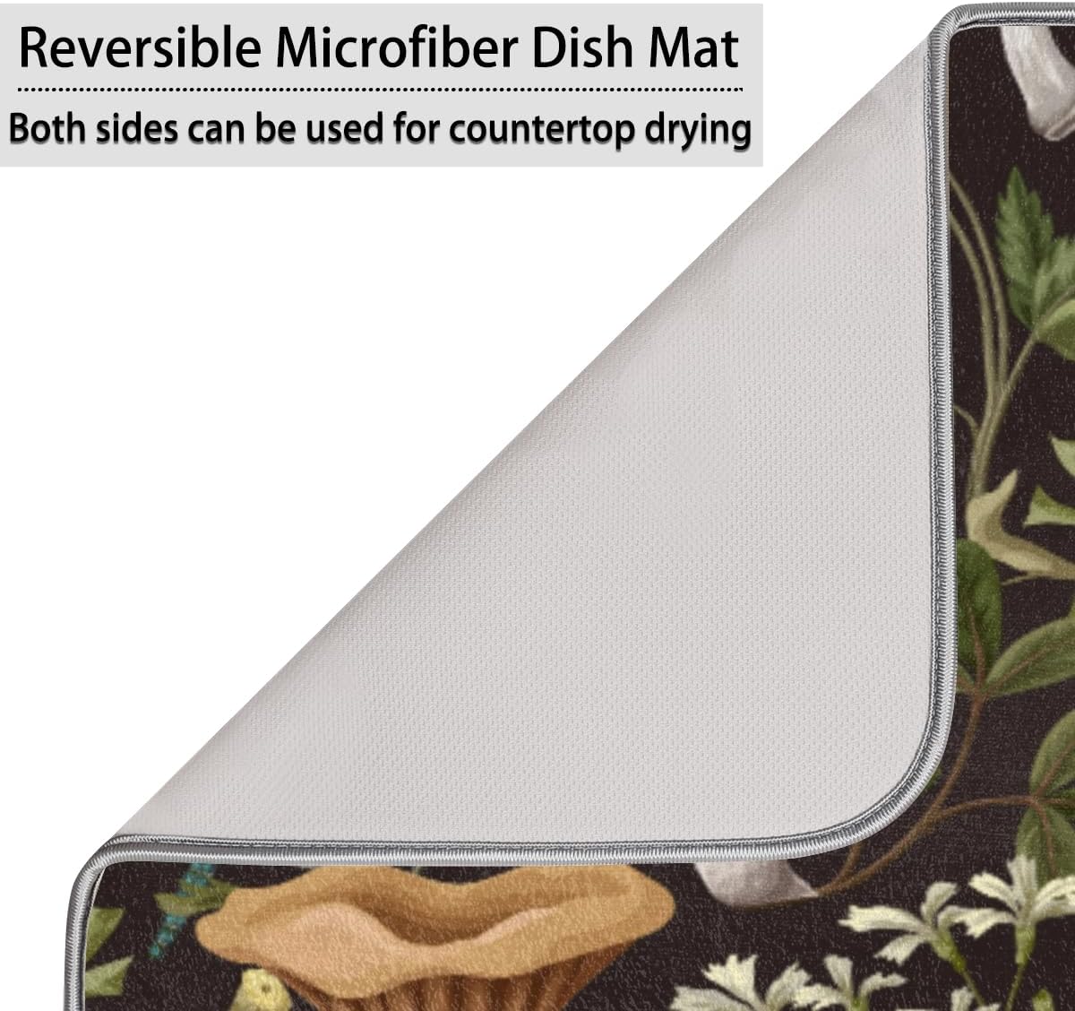 Hexteria Mushroom Dish Drying Mat For Kitchen Counter 18 X 24 Inch, Microfiber Absorbent Dish Drainer Mat for Countertops Protector Pad