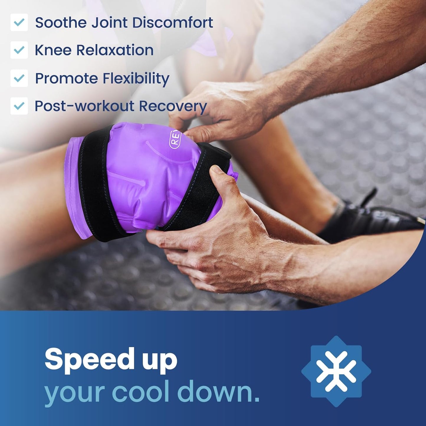 REVIX Knee Ice Pack for Injuries Reusable, Gel Ice Wrap with Cold Compress Therapy for Swelling, Bruises, Injuries, Arthritis, Hands-Free Application
