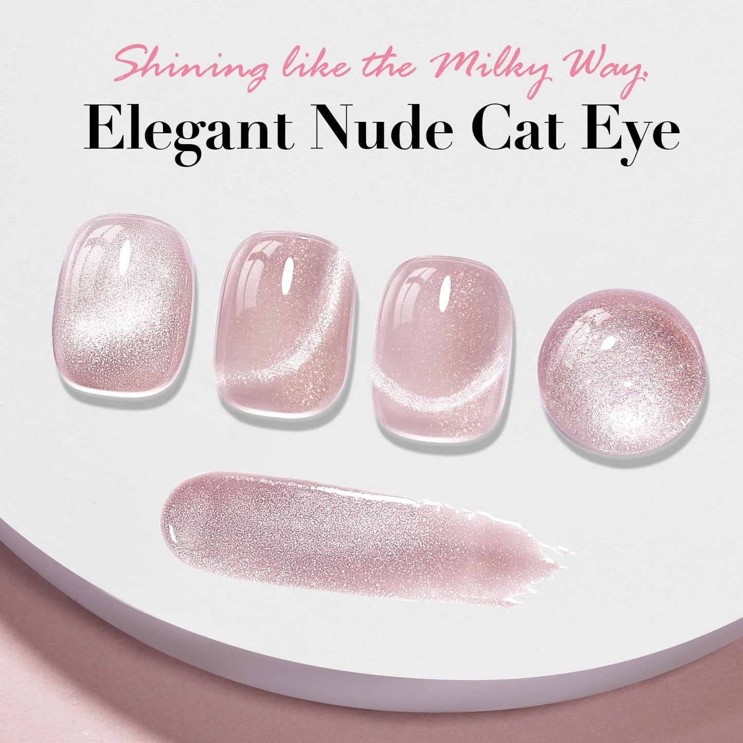 AZUREBEAUTY Cat Eye Nail Polish Quick Dry Nude Glitter Toe Nail Polish Natural Shine Nail Lacquer Salon-Quality for Women Girl Gifts