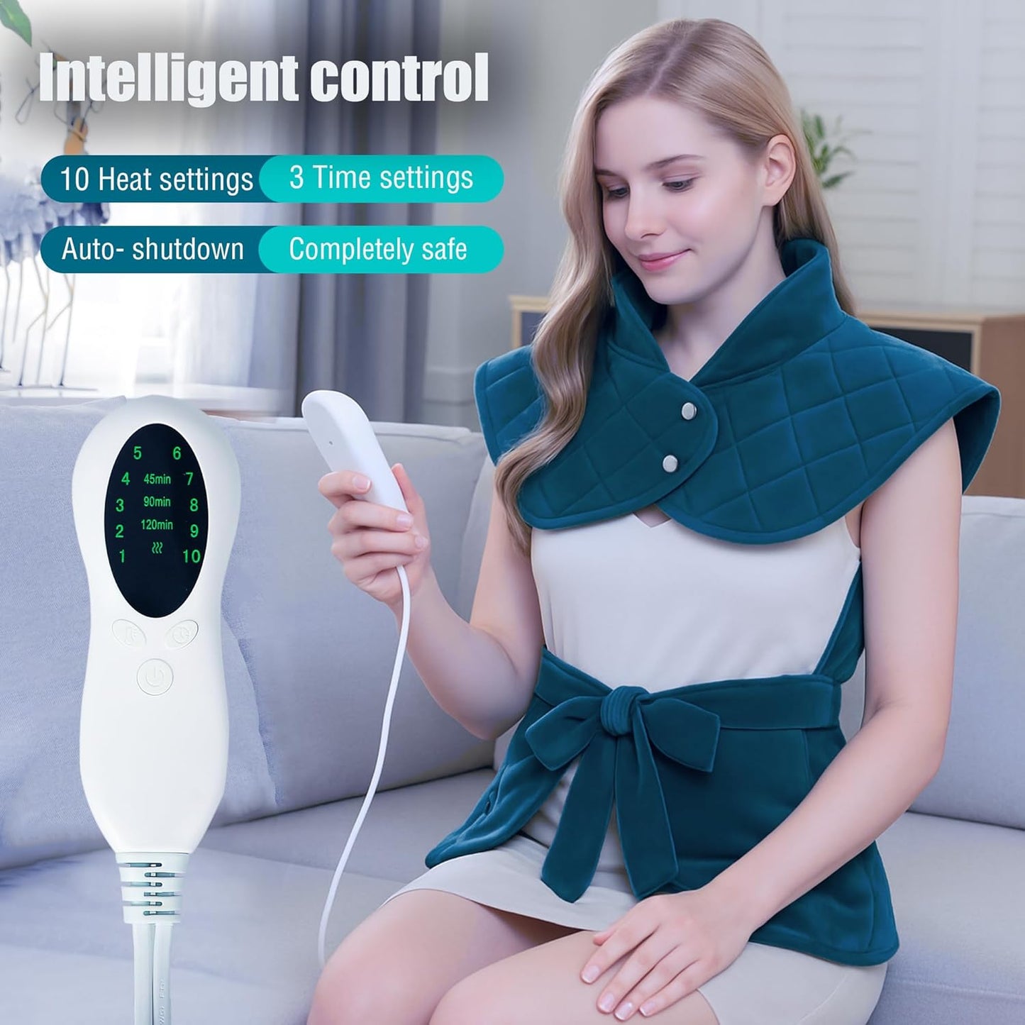 Weighted Heating Pad for Back Pain Relief,Holiday Gifts for Women Men Parents Wife,Heating Pad for Neck and Shoulders and Back,Machine Washable (Tibetan Blue)