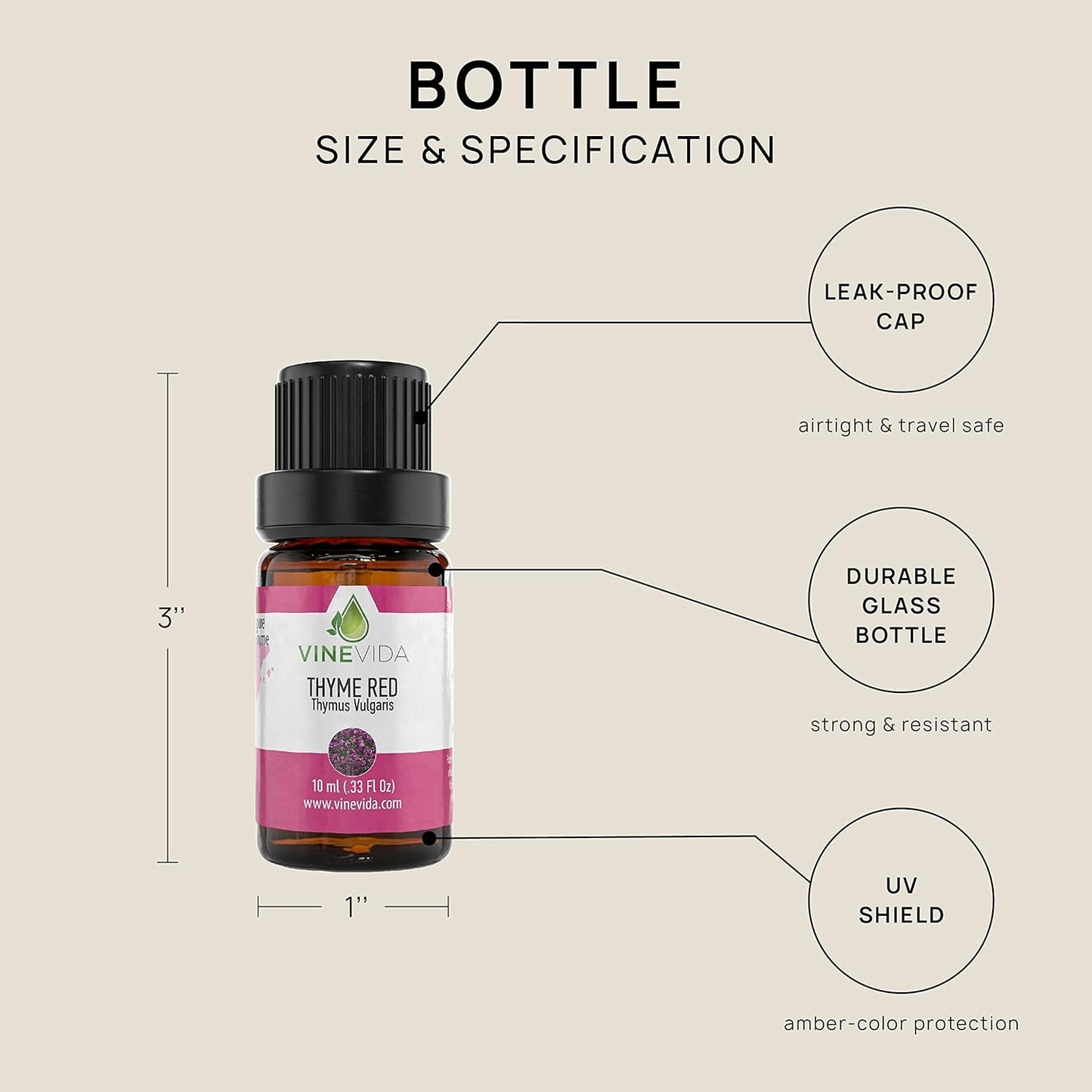 VINEVIDA Red Thyme Essential Oil 10 mL - Undiluted Candle Scent DIY Scents for Candlemaking Soap Making Safe Skin, 1.33 Ounces