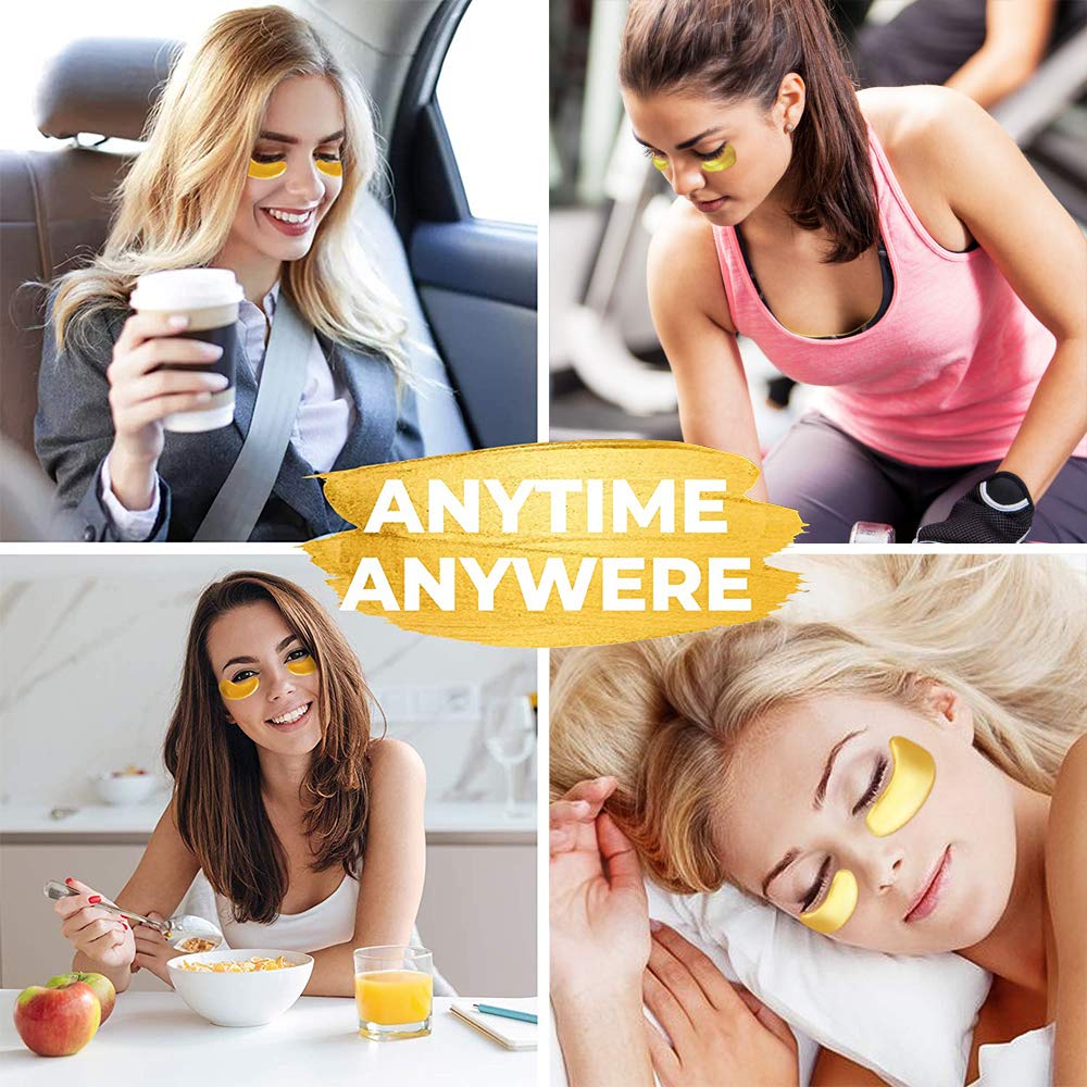 Vandarllin24K Gold Powder Gel Collagen Eye Masks Sheet Patch, Remove Bags,Dark Circles &Puffiness,Reduce Wrinkle,Moisturising,Hydrating for Blackheads (200Pairs)