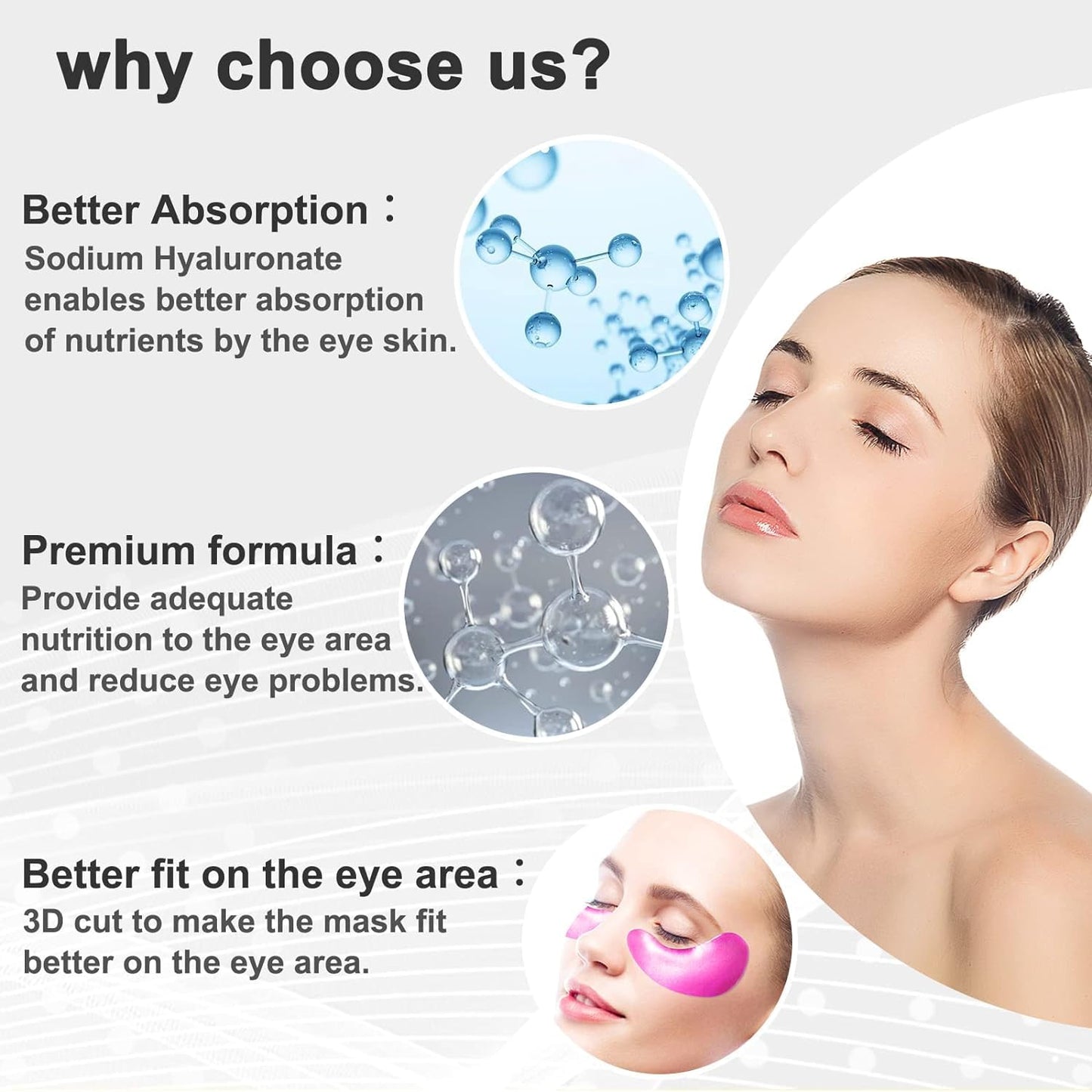 Permotary 30 Pairs Gel Collagen Eye Pads,Crystal Collagen Under Eye Mask for Moisturizing,Reducing Fine Lines&Dark Circles& Puffy Eyes Under Eye Patch for Women Men, Pink