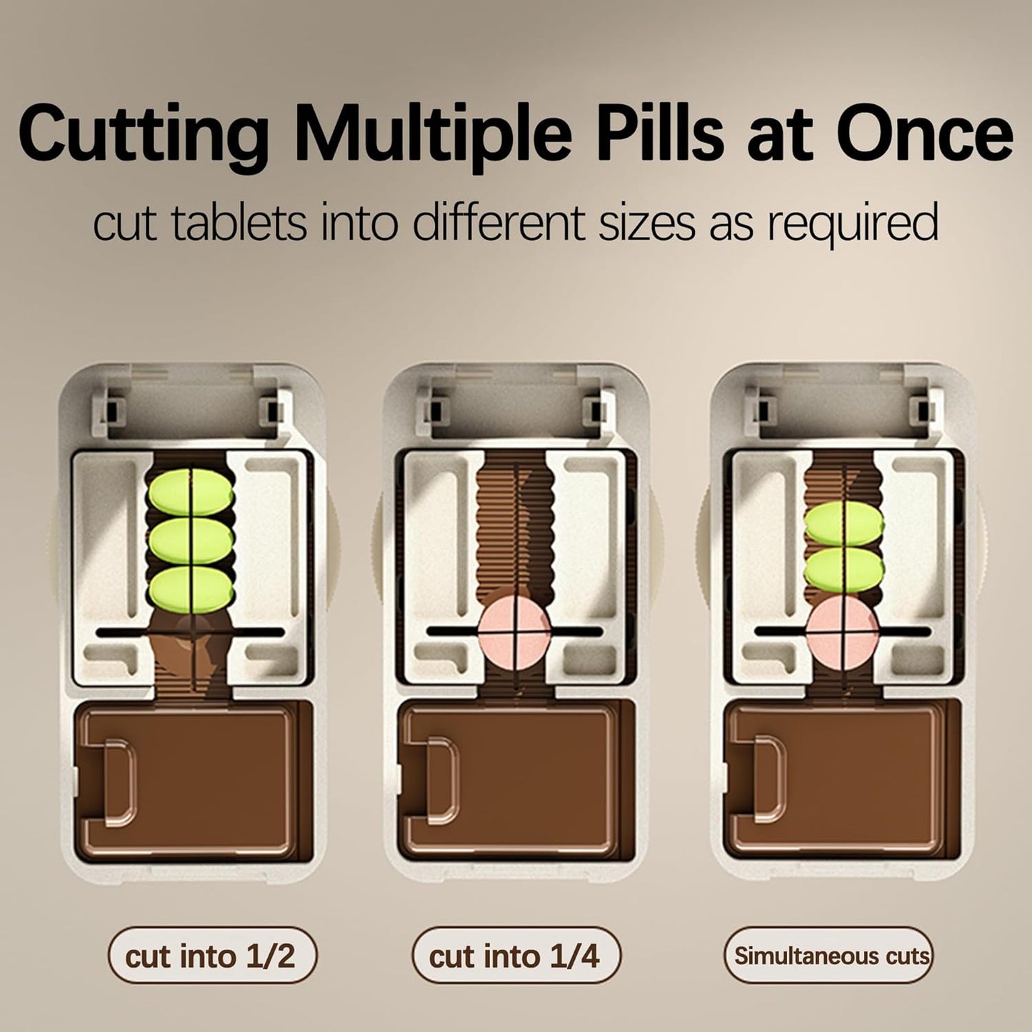 Pill Cutter Splitter for Small and Tiny Pills, 1/2 1/4 Pill Cutter for Small or Large Pills, Pill Splitter for Multiple Pills at a Time with Centering Device and Stainless Steel Blade (Green)