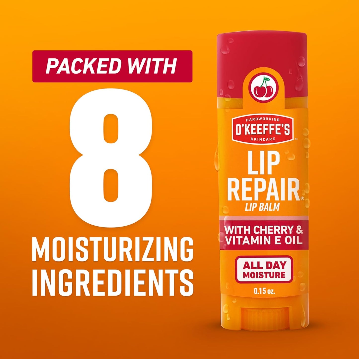 O'Keeffe's Lip Repair Lip Balm with Cherry & Vitamin E Oil - Stick (Twin Pack) - Moisturizer for Extremely Cracked, Dry Lips