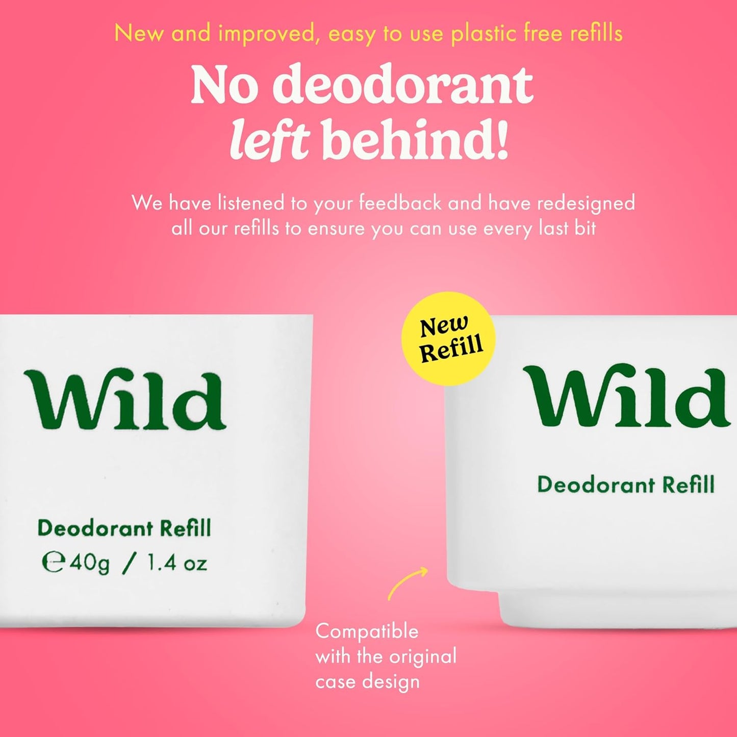Wild - Refillable Deodorant Starter Kit with Aqua Case and Lemon Basil & Blood Orange Scented Refill 1.4oz - Aluminum Free - Long Lasting Protection - Vegan