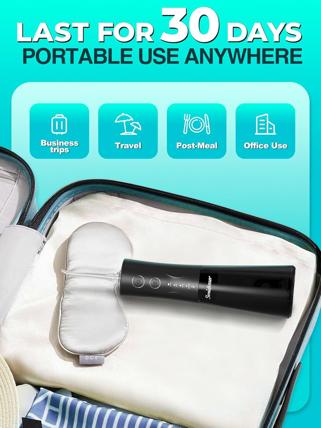 Portable Water Flosser for Teeth Pick - Cordless Electric Oral Irrigator for Adults & Sensitive Gums 300ML Braces Cleaning 5 Jet Tips, IPX7 Waterproof for Travel, Rechargeable BPA-Free 4 Modes