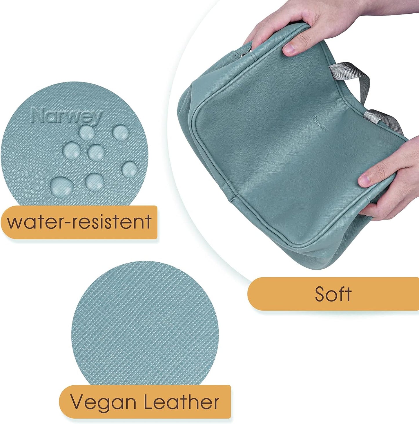 PU Leather Large Travel Toiletry Bag Women Toiletries Bag Skincare Bag Makeup Bag Organizer Make up bag Cosmetic Bag Medicine Bag for Girls (Large, Greyish Blue)