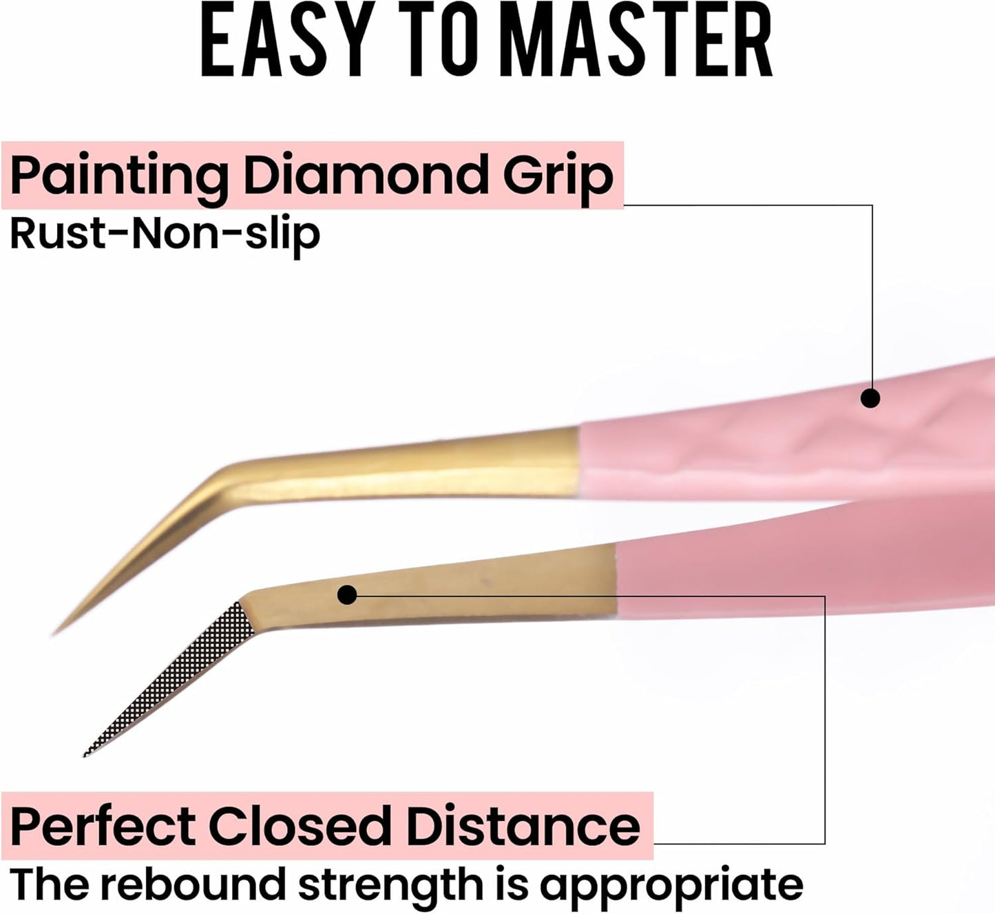 Fiber Tip Lash Tweezers For Eyelash Extension 4 Pcs Tweezers Professional Artist Tech Work Kit Tools,Best Volume Eyelash Lashes Extensions Precision Supplies Volume Boot 90 45 Degree(Pink)