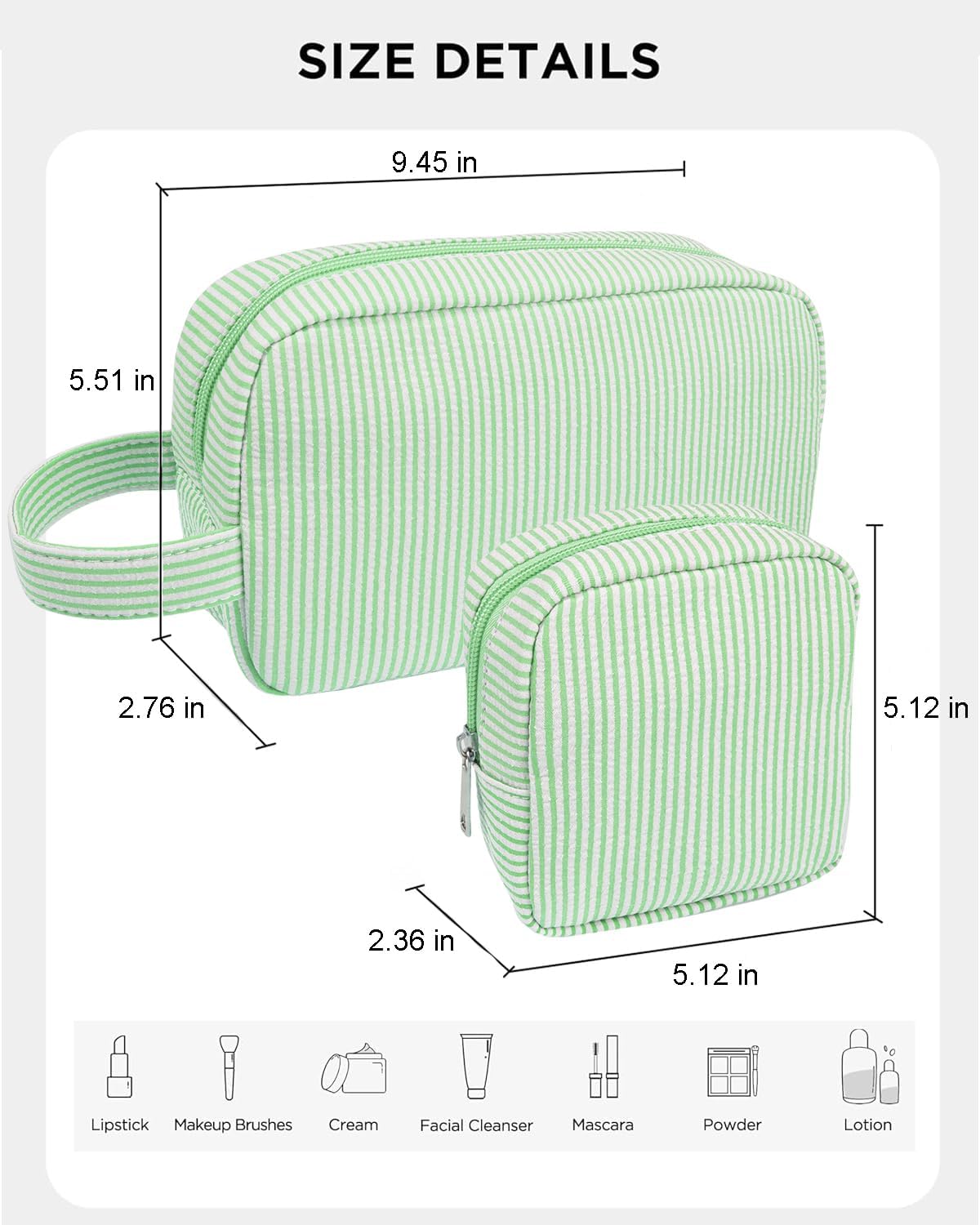 2Pcs Mini Makeup Bag, Small Makeup Pouches for Purse Cute Cosmetics Bag Pouch with Slip-in Pockets Small Travel Toiletry Bag Zipper Makeup Aesthetic Accessories Storage Bag