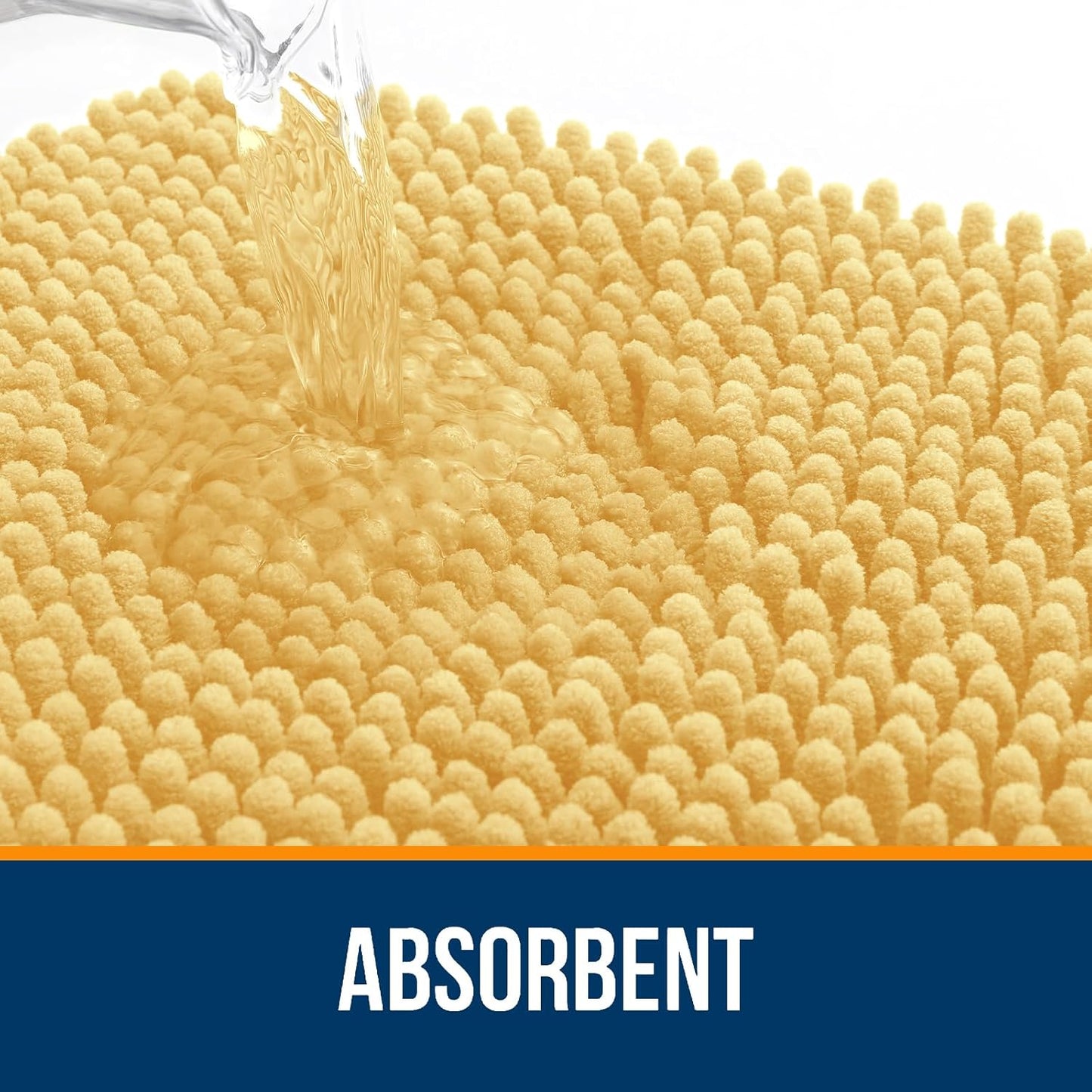 OLANLY Bathroom Rugs 59x24, Extra Soft Absorbent Chenille Bath Rugs, Rubber Backing Quick Dry, Machine Washable Bath Mats for Bathroom Floor, Tub and Shower, Home Decor Accessories, Yellow