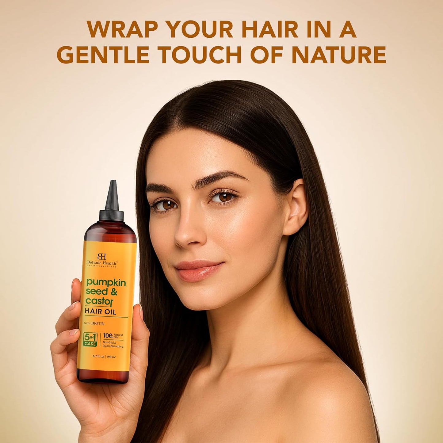 Botanic Hearth 100% Pure Pumpkin Seed Castor Oil For Hair Growth (6.7 fl oz)| Infused with Pumpkin, Castor, Biotin | Hair Oil Repairs Dry Damaged Hair, Strengthening, Healthier Hair- Hair Tonic