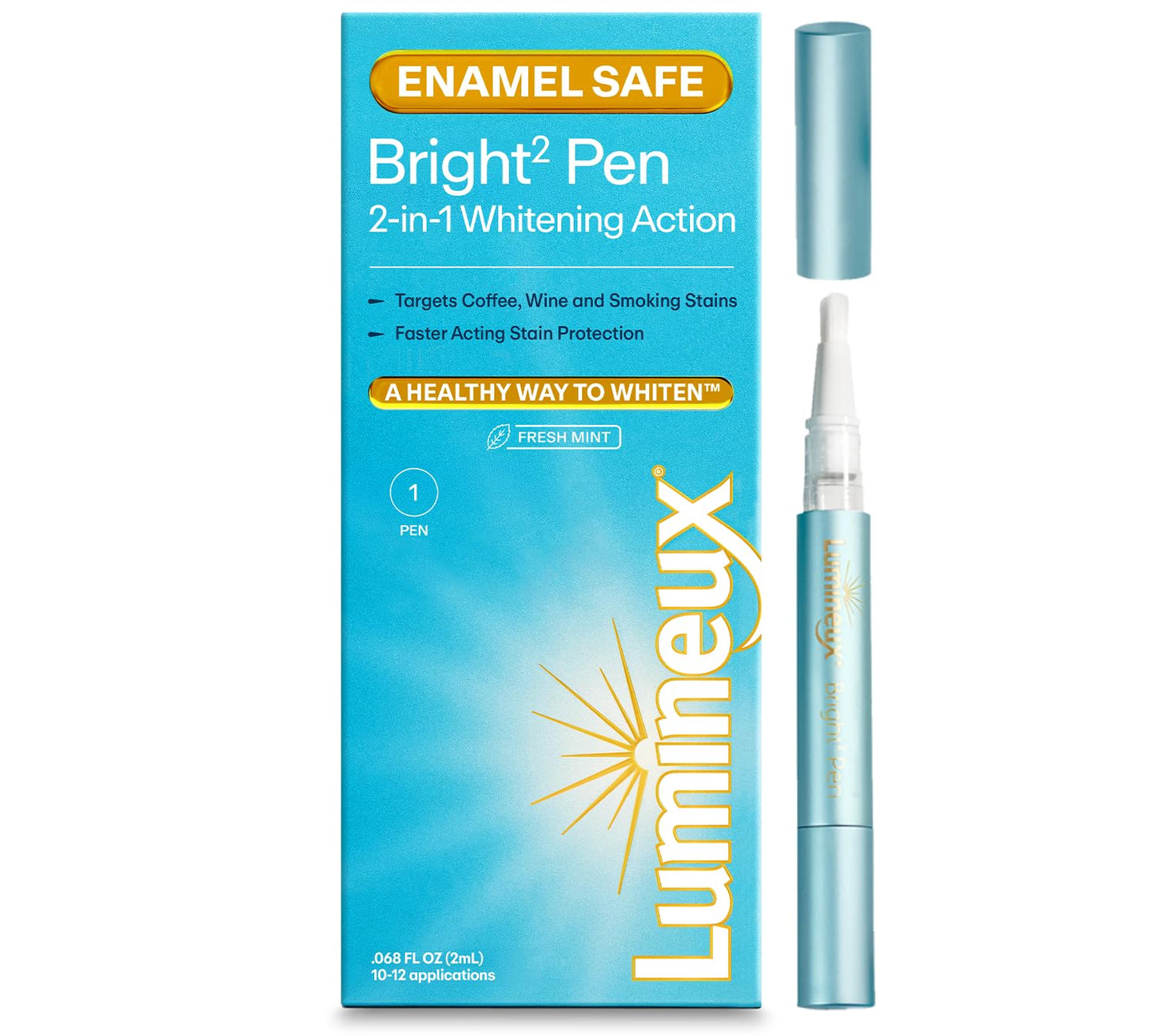 Lumineux 2-in-1 Whitening Pen (1 Pack) Enamel Safe and Clinically Proven to Whiten Without The Sensitivity - Removes Coffee, Tea, and Smoking Stains