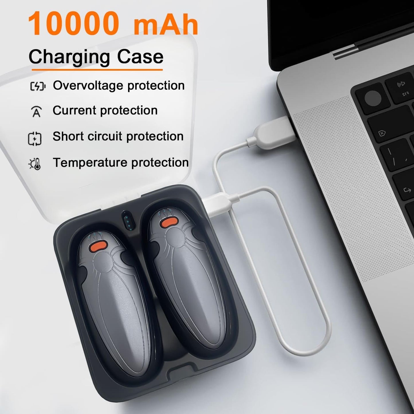 Hand Warmers Rechargeable 2 Pack,with Charging Case,14000mAh Electric Hand Warmer Reusable, 60Hrs Long Heating, Portable Pocket Heater Handwarmer for Women Men, Outdoor Camping, Ski Equipment