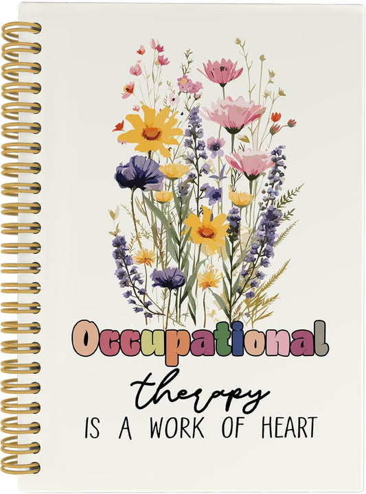 CUANFDDSF Occupational Therapy Gifts Notebook, Floral Therapy Journal Notebooks for Women, Occupational Therapist OT Gifts for Women,Writing Pads，Hardcover Spiral Notebook 5.5x8.3 Inch
