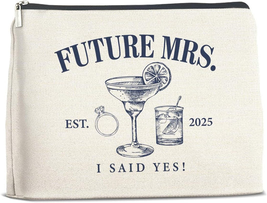 Wedding Bridal Shower Gifts for Bride to Be 2025 Future Mrs Makeup Bag Gifts for Women Wifey Engagement Gifts Cosmetic Bag Zipper Pouch for Bachelorette Party