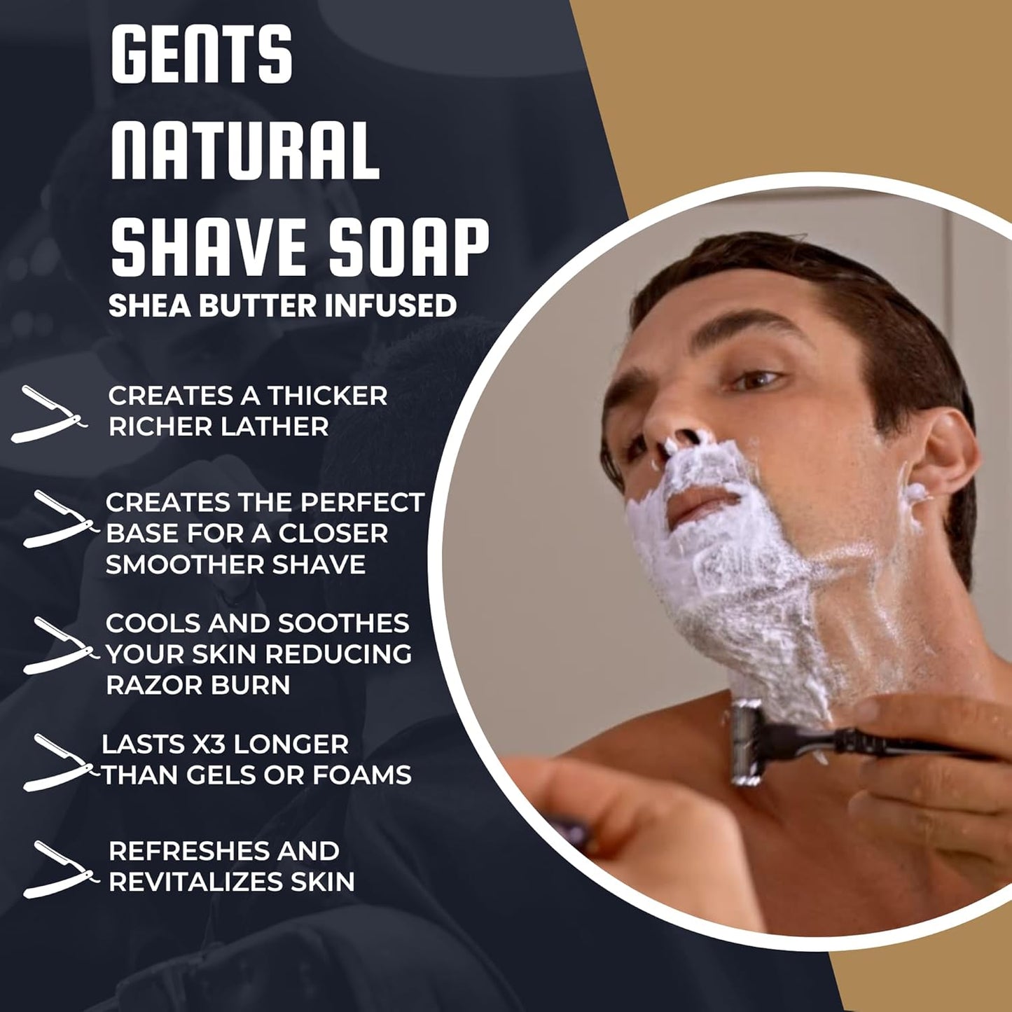 GBS Men's Shaving Soap 97% All Natural Enriched With Shea Butter and Glycerin, Creates Rich Lather Form (6 Pack Variety)