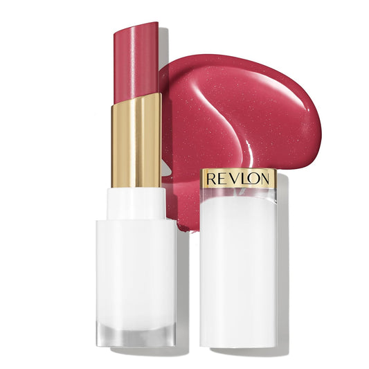 REVLON Super Lustrous Glass Shine Balm, Hydrating Tinted Lipstick, Sheer, Glossy Shiny Finish, 005 Glossed Up Rose, 0.11 oz