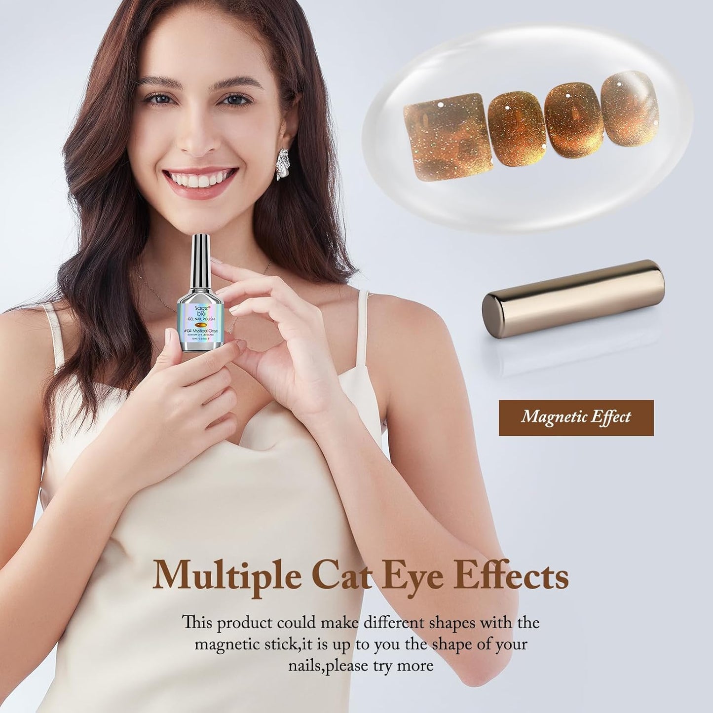 Cat Eye Gel Nail Polish 8ml, Long-Lasting Magnetic Cat Eye Gel 13