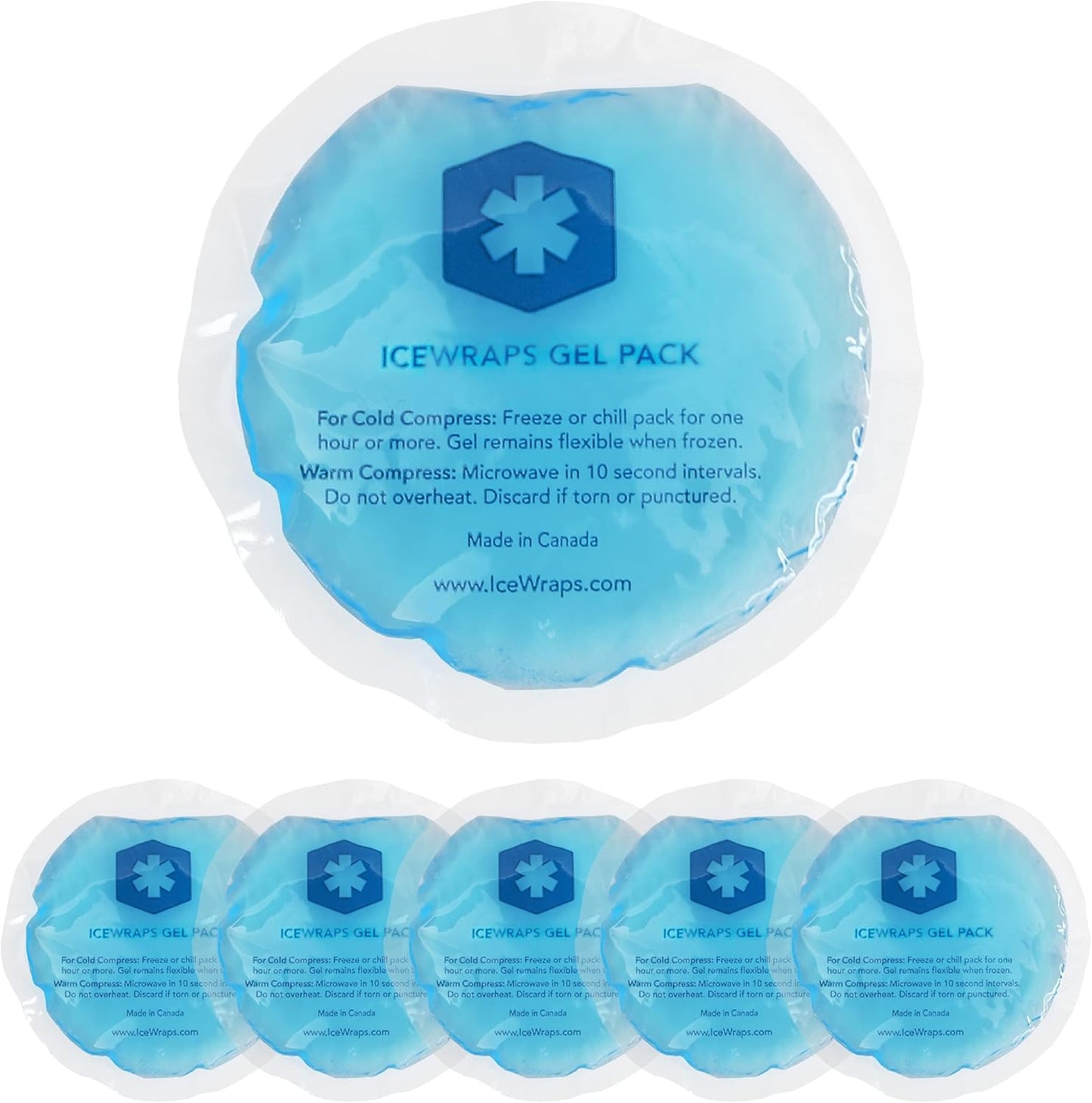 ICEWRAPS Reusable Hot & Cold Gel Packs for Pain Relief - with Clear Backing for Injuries, Surgery, Toothache (5 Packs, 5, Count)