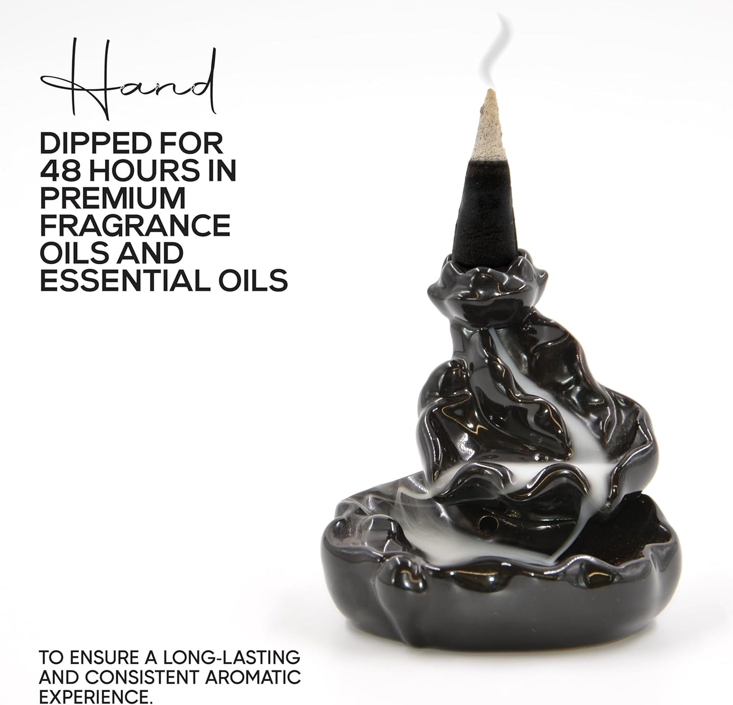 Frankincense Charcoal Incense Cones 2" BACKFLOW - 60 Pack Bulk - Natural Scented Cones Handmade Hand Dipped