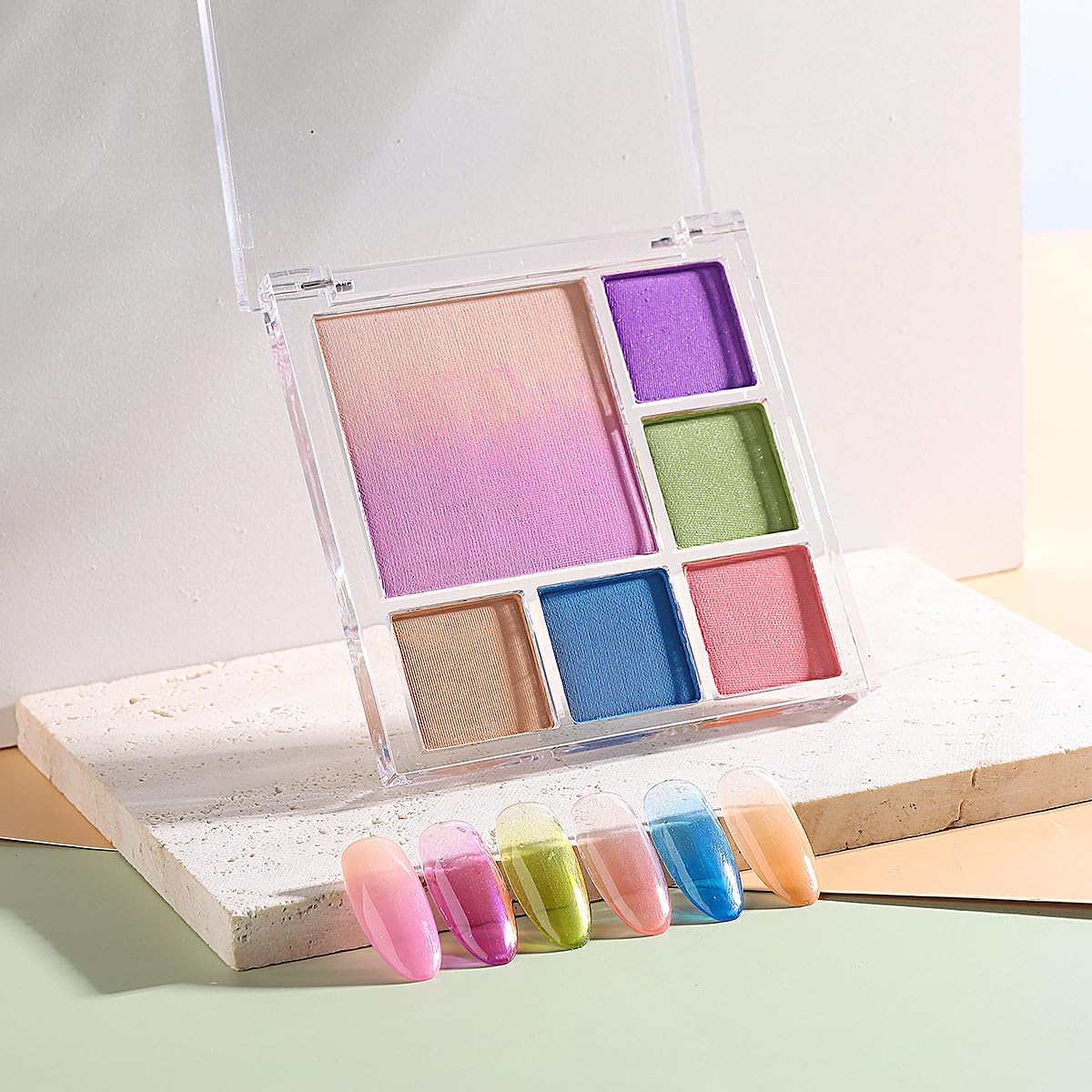 7 Colors Solid Fluorescent Neon Pigment Powder Set Gradient Iridescent Rainbow Palette Glitter Dust for Nail Art Gel Polish Mermaid Unicorn Rubbing Powder