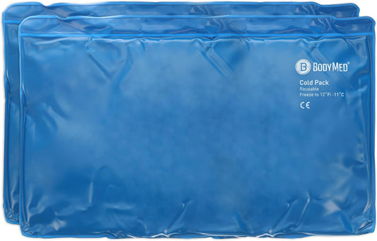 BodyMed Reusable Vinyl Ice Pack (2-Pack) for Knee, Arm, Elbow, Shoulder, Back - Professional Grade Cold Therapy for Injuries, Aches, Swelling, Bruises, Sprains - 21 in. x 13 in. (Oversize)