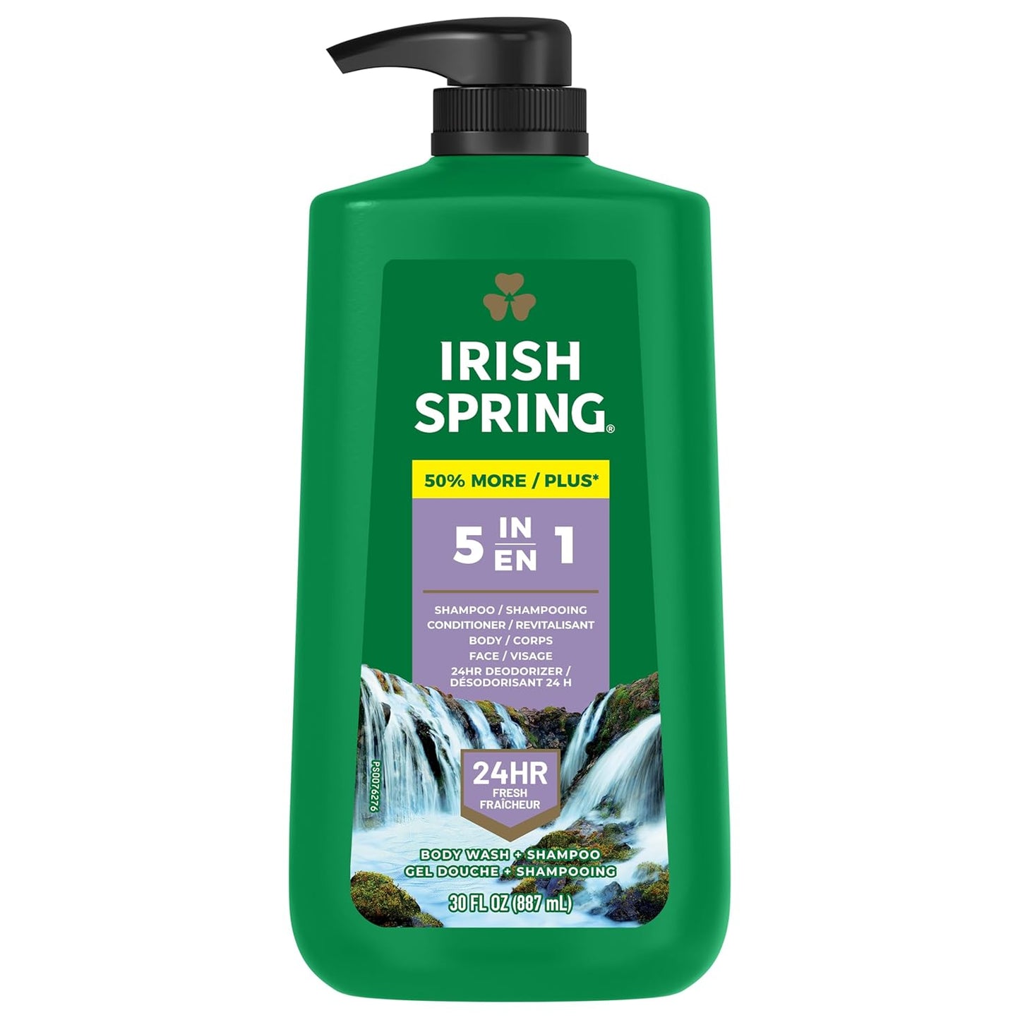 Irish Spring 5 in 1 Body Wash for Men, Men's Body Wash, Smell Fresh and Clean for 24 Hours, Conditions and Cleans Body, Face, and Hair, Made with Biodegradable Ingredients, 30 Oz Pump