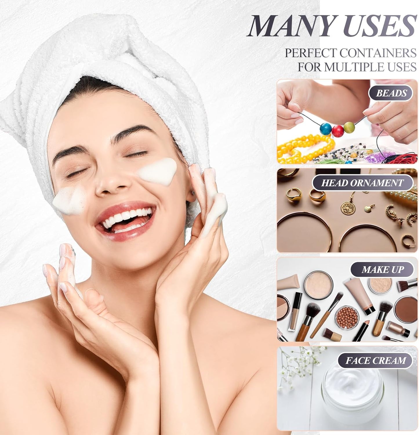 SATINIOR 24 Pieces Empty Clear Plastic Jars with Lids Round Storage Containers Wide-Mouth for Beauty Product Cosmetic Cream Lotion Liquid Butter Craft and Food (Transparent Lid, 1 oz)