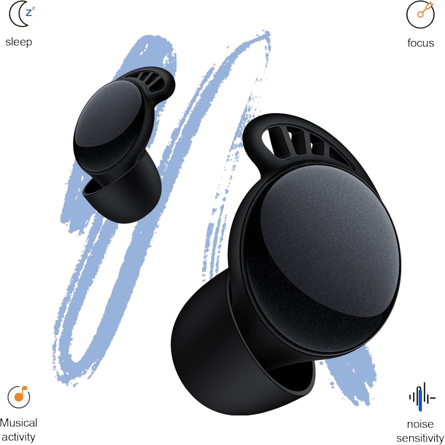 Ear Plugs for Sleeping 45dB Noise Cancelling Ear Plug for Concerts Noise Reduction Reusable Ear Plugs with 8 Eartips Silicone Earplugs for Snoring, Work,Study Fit Black