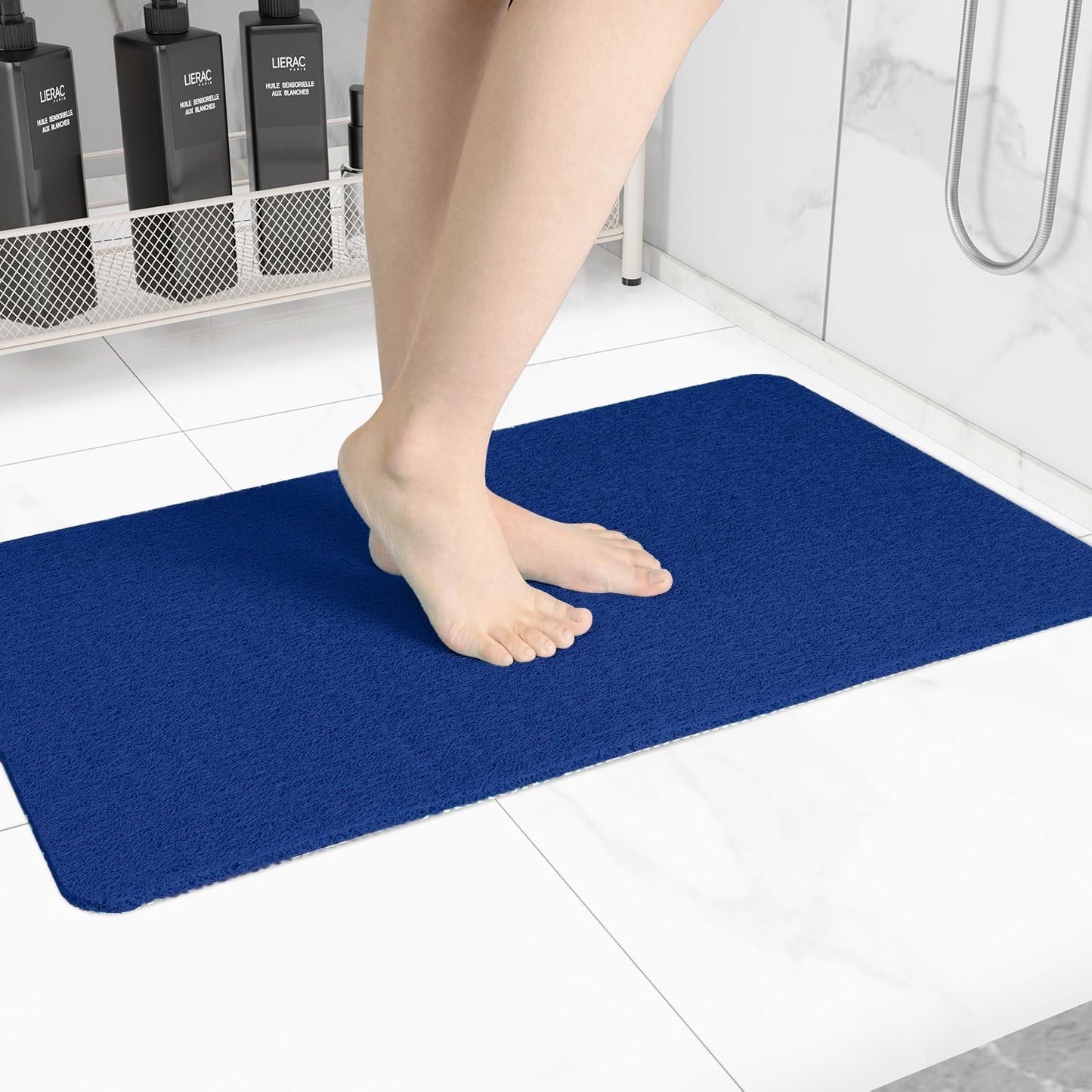 Non-Slip Bathtub Mat, Anti Slip Shower Mat, Fast Drying Bathtub Mats, Foot Scrubber Mat, Anti Slip Mat for Tub, Floor, Bathroom, Kitchen, Home, Hotel (Navy Blue 40"×16")