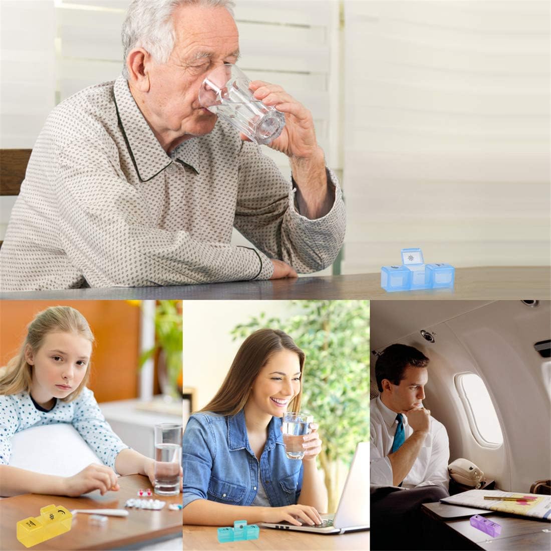 Weekly Pill Organizer,3-Times-A-Day 7 Day Pill Box Large Compartments Moisture-Proof Pill Case Medication Reminder Portable Travel Container for Vitamins Fish Oil Compartments Supplements