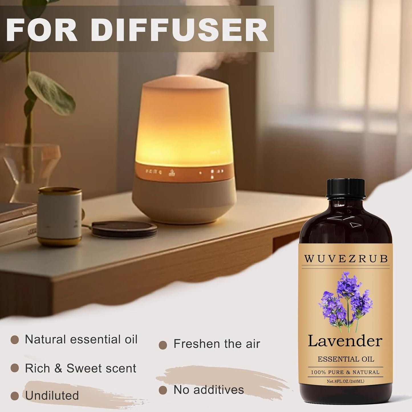 Lavender Essential Oils 240ML- Pure and Natural Lavender Essential Oil for Aromatherapy Diffuser,Soap Making & DIY - Lavender /8 Fl Oz
