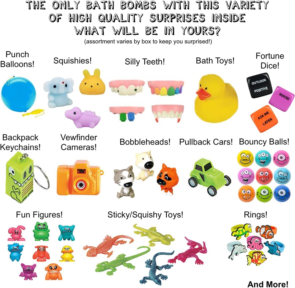 Kids Bath Bombs with Surprise Toys Inside (6 Pack) - Releases Color & Bubbles, Won’t Stain Tub, Moisturizing, Large Bubble Bomb, USA Made - Ideal Gift for Girls & Boys by Two Sisters