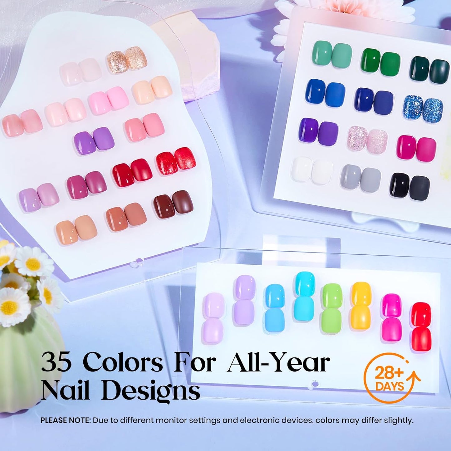 Beetles Gel Nail Polish Kit with U V Light - One Color One Bottle 35 Colors 68 Pcs Gel Polish Kit with Top Base Coat Beauty Must Have DIY Salon Set Seasonal Whispers Collection Gifts for Women Girls