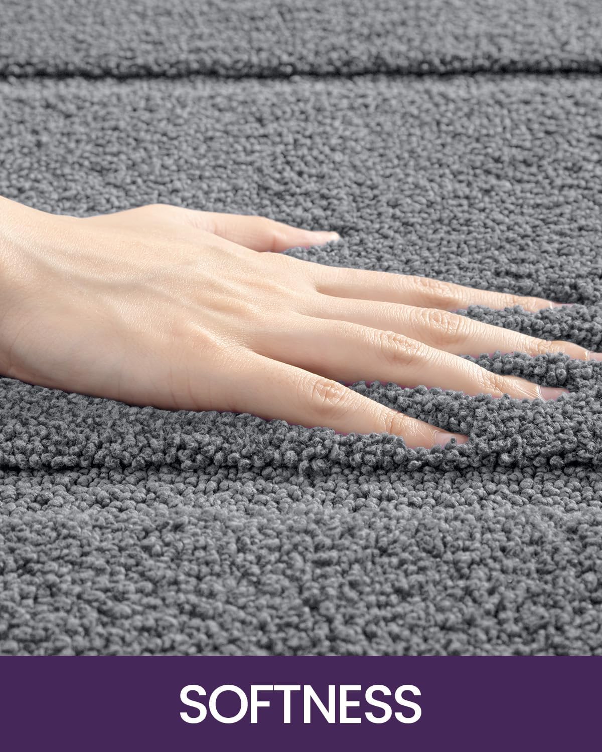 DEXI Bathroom Rugs 24x16, Washable Non Slip Bath Mat for Shower Floor, Absorbent Quick Dry Bathmat with Rubber Backing, Ultra Soft Plush Carpet for Tub, Grey