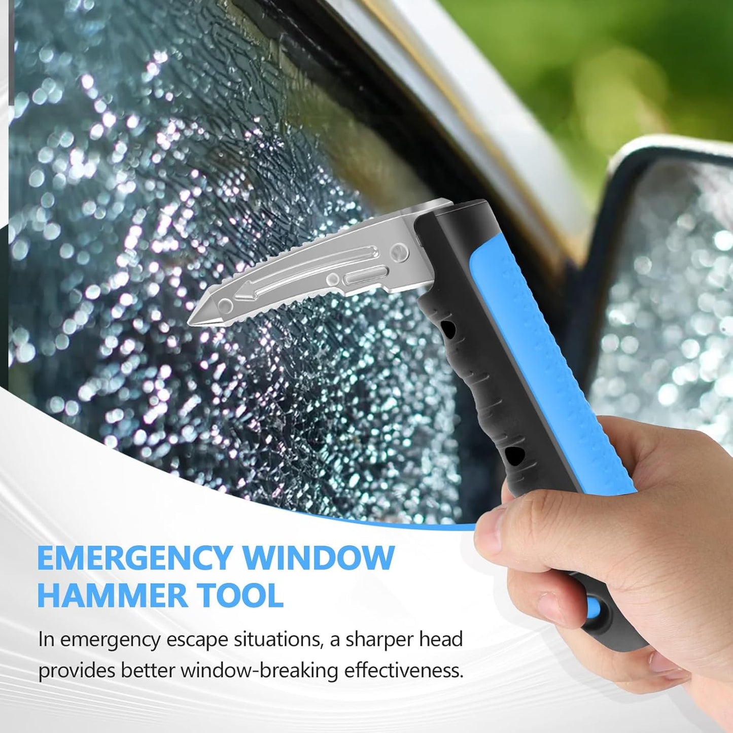 Car Door Handle for Elderly - 2025 New 4 in 1 Car Handle Assist, 2 Pack Auto Cane Portable Vehicle Support Handle Door Assist Bar, Max Load 500 Lbs, Anti-Slip Design (Blue-Car Handle +Strap)