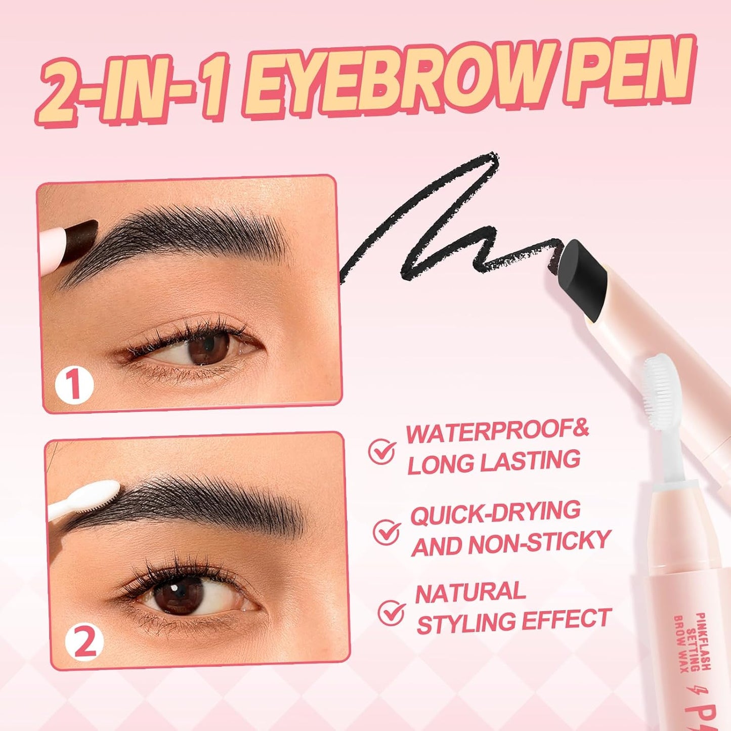 Boobeen Brow Wax, Waterproof Eyebrow Wax Styling Pencil, Eyebrow Gel，Shaping with Slanted Tip Application, Long-Lasting Hold