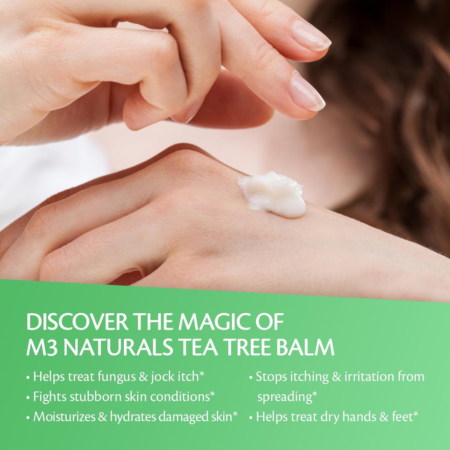 M3 Naturals Tea Tree Oil Foot Balm – Soothing Moisturizer for Dry, Cracked Feet & Nails | Hydrating & Nourishing Skin Care for Tired, Rough, and Calloused Feet | Refreshing 2 oz Balm