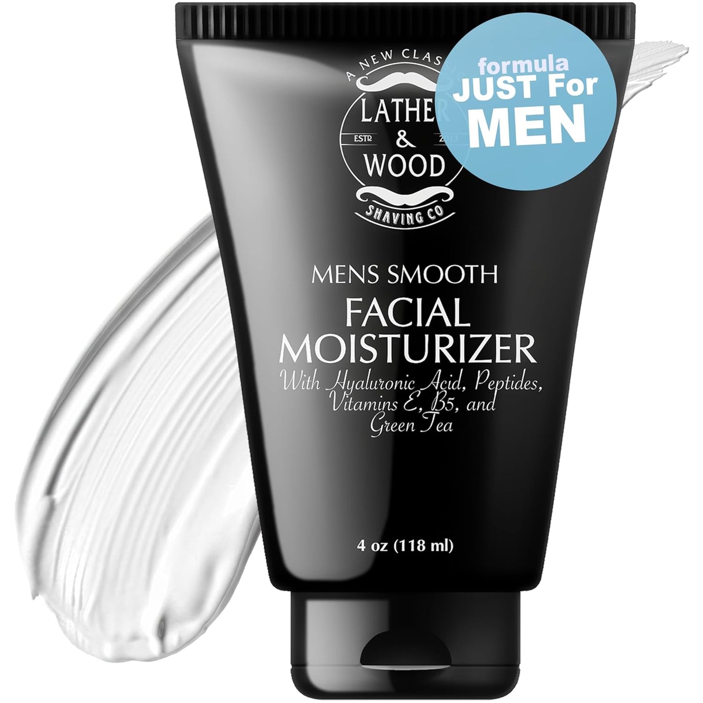 Face Moisturizer for Men - Lather & Wood's Luxurious Sophisticated Face Lotion for the Regular Guy. Fragrance-Free Facial Cream for Men. (Unscented, 4 ounce)