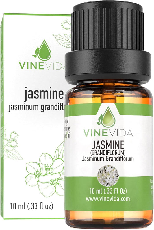 VINEVIDA Jasmine Essential Oil 10 mL - Undiluted Jasmine Oil 10 mL - Jasmine Candle Oil Scent - DIY Candle Scents for Candlemaking - 10 mL Essential Oil for Soap Making Safe for Skin