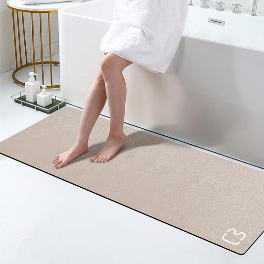 Taupe Diatomaceous Earth Bath Mat 17" x 59" Extra Long Bathtub Mat Super Absorbent Non-Slip Shower Mat Bath Stone Fast Dry Large Mat Bathroom Rugs Mats for Bathroom Floor, Tub, Shower, Sink