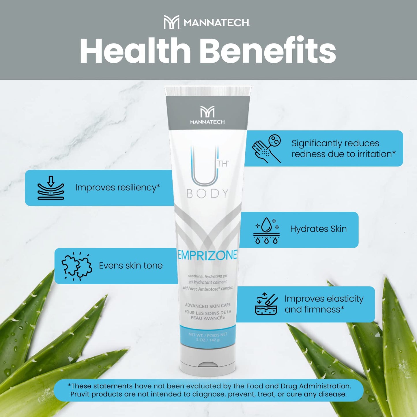 Mannatech Emprizone 5oz, Contains Aloe Vera Gel for Skin, Soothe Minor Skin Irritations, Hydrating Gel Balanced pH-levels, Paraben & Fragrance-free, Allergy tested, Dermatologist tested w/Ambrotose