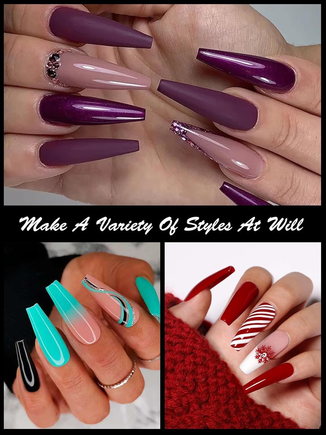 TOROKOM 120Pcs Poly Extension Gel Dual Forms Clear Tips Set - Acrylic False Nails With 12 Sizes Square Stiletto Gel Forms Full Cover Reusable Molds